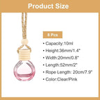 uxcell 8pcs Hanging Car Air Freshener Perfume Bottle, 10ml Pendant Empty Clear/Pink Glass Essential Oil Aromatherapy Diffuser with Wooden Cap for Car Decor (Clear/Pink, Round)