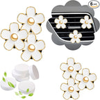 NBTEPEM 6 PCS Daisy Flower Air Vent Clip Car Decoration Accessories Air Conditioning Outlet Clip Car Air Freshener Clip Charm Car Interior Decor(3 cm, 3.3 cm, White)