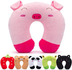 H HOMEWINS Travel Pillow for Kids,Toddler Neck Pillow Cute Animal Neck Head Chin Support Travel Accessories for Airplane, Car, Train,Recline