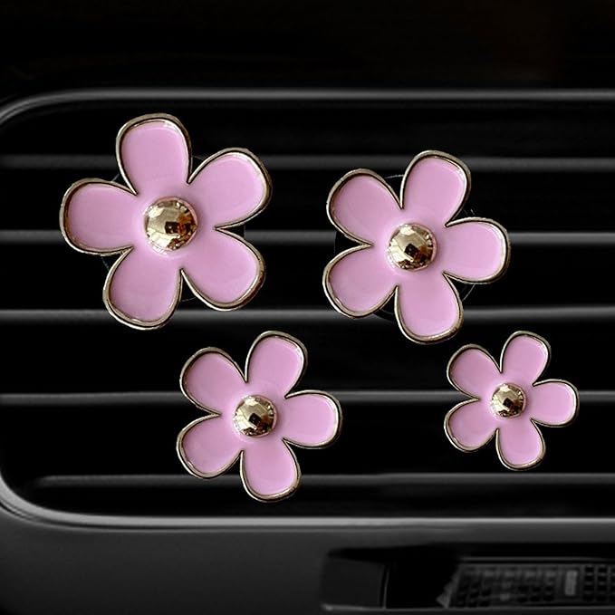 Daisy Car Decoration Flower Air Vent Clip Air Conditioning Outlet Clip Car Air Freshener Clip Car Interior Decor Charm Colorful Car Accessories for Women Interior Cute Set (8PCS-Pink&White)