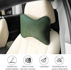 Car Headrest Pillow, Suede Soft Comfortable Breathable Vehicle Seat Neck Support Cushion with Adjustable Strap, Ergonomic Design Auto Head Rest Pad, Universal for Sedan RV Truck (Dark Green)