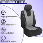 YoRise 2PCS Car Seat Covers, Comfortable Breathable Front Seat Covers, Highly Elastic Automotive Seat Protector Cover Accessories for RV, SUV, Truck, Sedan (Gray)