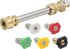 Pressure Washer Adapter with 1/4" Quick Connect and 5 Nozzles, 6" Metal Adapter Replacement Compatible with Ryobi, Dewalt, Husky, Portland, Harbor Freight, Up to 3000 PSI