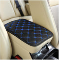 Car Center Console Cushion Pad, PU Leather Vehicle Armrest Cover Protector, Anti-Scratch Automotive Interior Arm Rest Seat Box Mat Accessories, Universal for SUV Sedan Truck (Black/Blue)