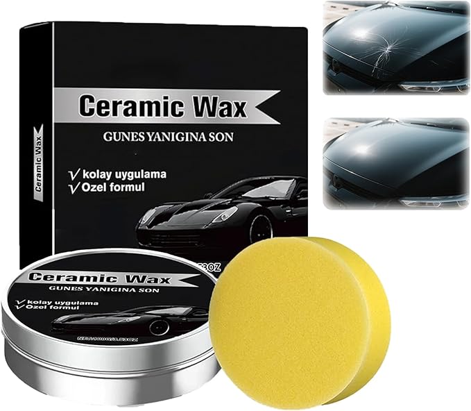 Titanium Ceramic Wax Cream for Cars,Advanced Car Coating & Polishing Wax,Strong Protection & Long-Lasting Shine,Waterless Ceramic Spray Wax,Safe for All Paint,Includes Microfiber Sponge (1 PCS)