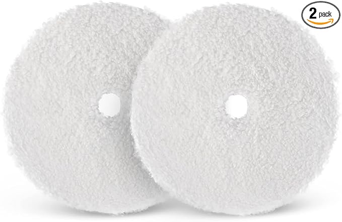 SPTA Microfiber Cutting Pads, Pads 2Pcs 5Inch 125mm Microfiber Finishing Disc Soft Wax Removal Pad for Dual Action Car Polisher Finishing Polishing Waxing -MPBFS5W-2