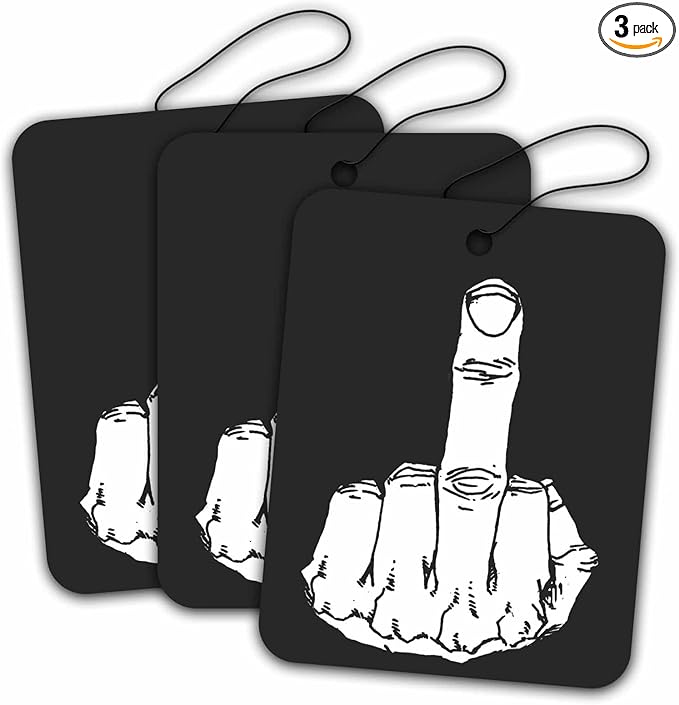 Middle Finger Road Rage Air Freshener - Cool Aqua Scent - 3 Pack