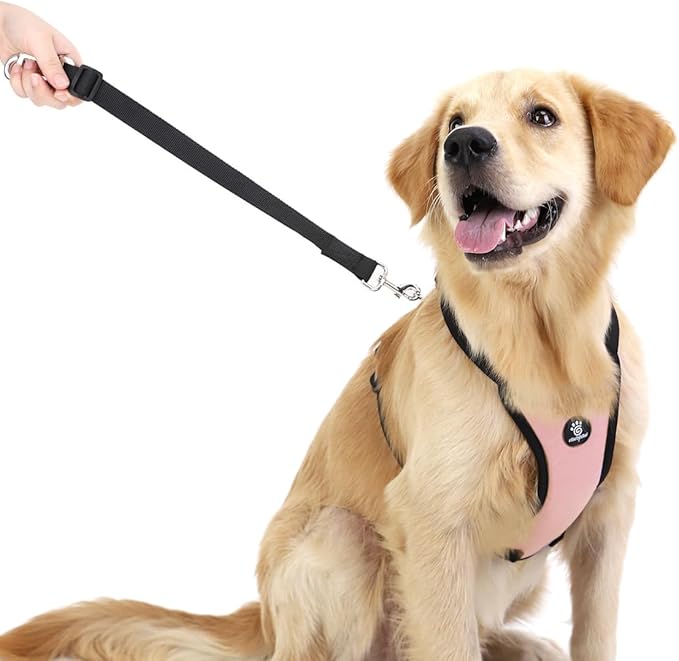 Dog Seat Belt, Safety Vest Dog Car Harness with Adjustable Buckle Dog Seat-Belt for Vehicle Nylon Pet Safety Seats Belts Heavy Duty(XL, Pink)