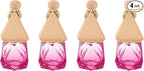 uxcell 4pcs Hanging Car Air Freshener Perfume Bottle, 8ml Pendant Empty Clear/Rose Red Glass Essential Oil Aromatherapy Diffuser with Wooden Cap for Car Decor (Clear/Rose Red, Rhombus)