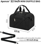 Small Gym Bag Carry On Bag - 12 in Mini Duffle Bag Lightweight for Overnight Travel-Black
