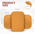 Car Center Console Cover, 12"×7.87" Waterproof Leather Auto Armrest Cover Protector with 2 Pocket, Comfortable Arm Rest Box Cushion Pad, Universal Interior Car Accessories (Yellow)
