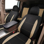 Flying Banner Car Seat Covers Set Beige Tan Front Seats Rear Bench Polyester car seat Protectors Easy installations Rear Bench Split Classic Man Lady