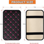HZEL Car Center Console Cushion Pad, PU Leather Vehicle Armrest Protection Cover, Waterproof Automotive Interior Arm Rest Seat Box Mat Accessories, Universal for SUV, Sedan, Truck (Black/Rose Red)