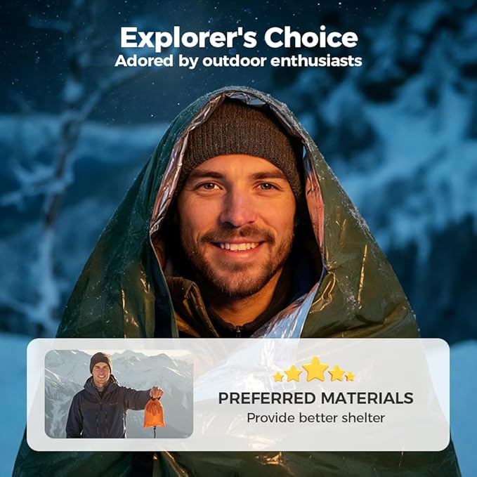 2026 New Blanket, Emergency Sleeping Bag for Survival, Blanket with Emergency Whistle Waterproof, Compact Lightweight, Emergency Mat for Survival Kit Car Camping Gear Hiking Go (Green)