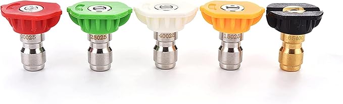 Tool Daily Pressure Washer Spray Nozzle Tips Multiple Degrees, 1/4 inch 5-Pack (2.5 GPM)