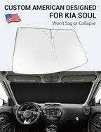 Proadsy 2026 Upgrade Windshield Sun Shade Custom Fit 2014-2019 Kia Soul Foldable Front Sunshade Protector Sun Visor Blocks UV Rays Keep Car Cooler