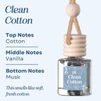 C&E Craft Co Hanging Car Air Freshener Diffuser 2 Pack, Long Lasting Fragrance Oil Car Freshener, Glass Bottle Auto Air Freshener, Made in USA (Clean Cotton)