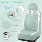 PIC AUTO Car Seat Covers, Cute Rabbit Premium Green Leather Seat Covers, Universal Fit Front Seat Covers for Cars, Trucks, SUVs, Soft & Wear-Resistant Auto Interior Protection with Airbag-Compatible