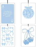 Preppy Coquette Blue Lavender Car Air Freshener 4 Pcs, Girly Bow Poker Disco Ball Cherry Air Freshener Hanging Decor for Cars Closet Drawer Books, Cute Accessories Gifts for Women Girls
