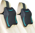 SEAHOME Car Seat Headrest Neck Rest Cushion - Ergonomic Car Neck Pillow Durable 100% Pure Memory Foam Carseat Neck Support - Comfty Car Seat Back Pillows for Neck/Back Pain Relief (Black 2pcs)