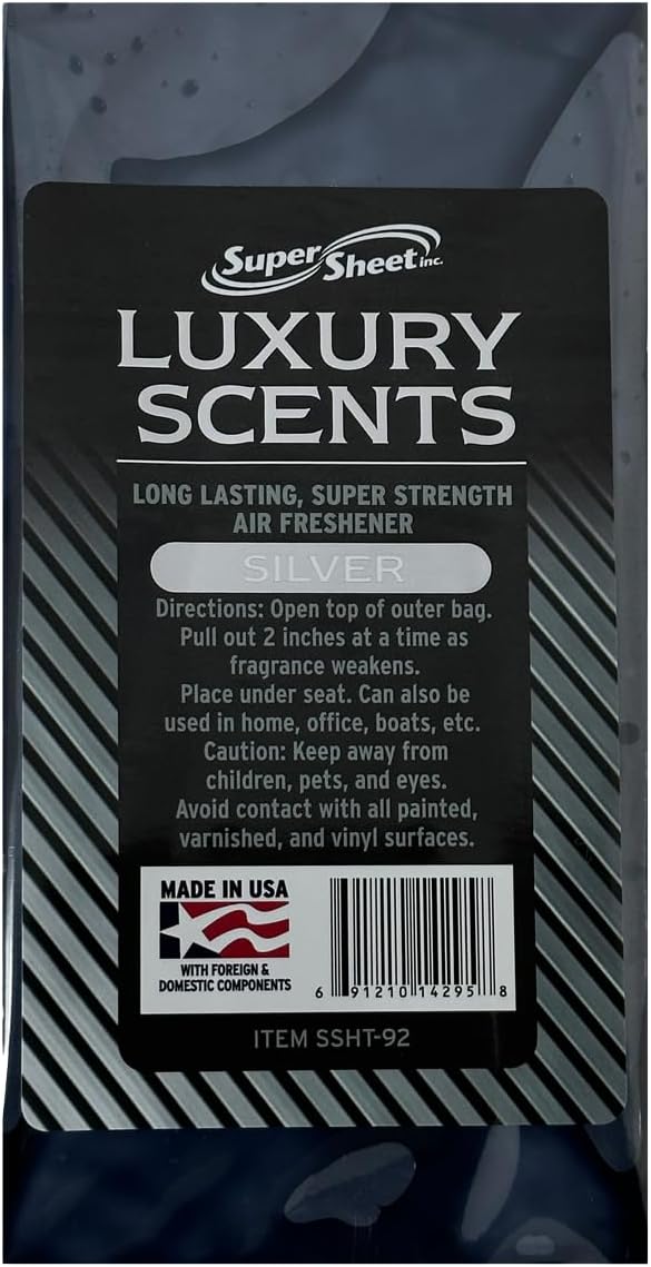 Super Sheet Under the Seat Car Air Fresheners: The Best Car Air Freshener and Odor Eliminators - Long Lasting Car Fresheners (Small Silver, 1 Pack)