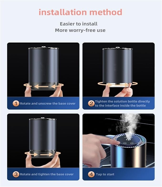 Smart Car Air Fresheners Rechargeable New atomization experience Perfume Humidifier Fashionable Starry Sky Auto On/Off 50ml French Natural Perfume Adjustable Concentration Lasts 5 Months(Red)