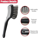 Tire & Wheel Brush for Car Rims - Short Handle Stiff Bristle Auto Detailing Scrub Brush | No Scratch Car Wash Brush Cleaning Tool for Tires, Wheels, Rims, Floor Mats, Carpet, Cars, Home(Gray)