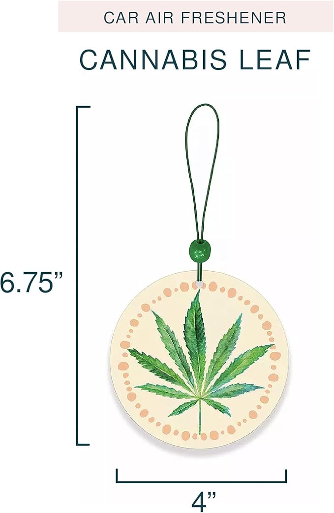Studio Oh! Car Air Fresheners - Pack of 2 Scented Hanging Car Odor Eliminator - Unique Design with Decorative Bead - Cannabis Leaf