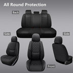 Full Coverage Leather Car Seat Covers Full Set,Waterproof Seat Covers for Cars,SUVs Trucks, Car Seat Cushion,Car Seat Protector with 5 Seats (Black, Full Set(Front and Rear-5 Seats))