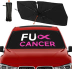Socira Fuck Breast Cancer Pink Ribbon Car Windshield Sun Shade Umbrella Foldable Sunshade for Front Window Auto Windshield Sunshade Covers Car Accessories Protect from Sun Rays Heat 57'' X 30''