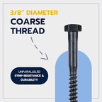 3/8 x 5 (50 Pack) Lag Screw Kit, 50 Screws and 50 Washers, Ceramic Black Ruspert Coating for Exterior Use, Meets ASTM A307 and ASME B18.2.1, Industrial/Commerical Grade by Makers Bolt