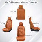 Huidasource Tacoma Car Seat Covers, 360° Full Coverage Waterproof Leather Cushion Cover Fit for Toyota Tacoma 2016-2023 SR SR5 Limited TRD Sport/Pro/Off Road All Cab Front Row(Front Pair/Brown)