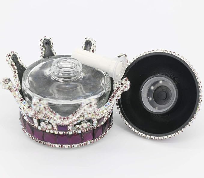 Crystal Crown Car Fragrance Diffuser,Perfume Bottle Holder Ornament Interior Decoration Car Home Office Air Freshener Perfume Diffuser Decor (Purple)