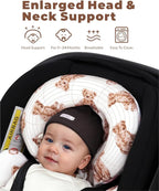 Infant Car Seat Insert with Removable Cushion for Preemie to Toddler, Reversible Newborn Carseat Insert for Baby Head Body Support, Fits for Stroller, Baby Swing, Bouncer (Teddy Bear)