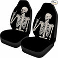 ELEQIN Cool Bone Skeleton Funny Design Car Front Seat Covers Universal fit Breathable Bucket Seat Cover Protection Cars SUV Truck, Black 2Pcs/Set