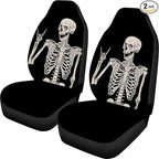 ELEQIN Cool Bone Skeleton Funny Design Car Front Seat Covers Universal fit Breathable Bucket Seat Cover Protection Cars SUV Truck, Black 2Pcs/Set
