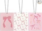 Coquette Pink Bow Air Freshener for Car, Cute Pink Girly Air Freshener Hanging 3 Pcs for Cars Closet Drawer or Books, Cute Girly Preppy Car Mirror Decor for Women