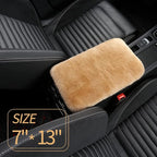 Sheepskin Armrest Cover Auto Center Armrest Cover Car Soft Console Pad, Fluffy Wool Auto Center Console Cover for Most Car Arm Rest Decoration Protector 7 x 13 Inch (Shearling, Khaki)
