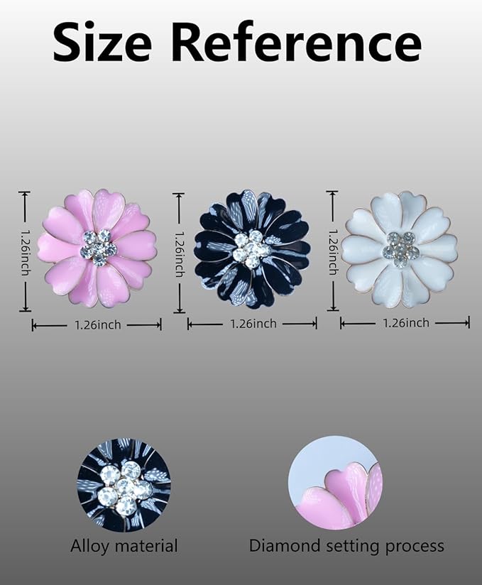 Bling Flower Air Freshener Vent Clips Car Accessories, 6Pcs Rhinestone Sparkly Air Vent Clips for Fresheners Car Decoration, Airs Freshener Vents Clip for Women Gifts