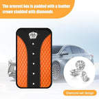 Bling Car Center Console Cover, Crown Crystal Rhinestones Vehicle Armrest Mat Protector, Anti Slip Sparkling Automotive Arm Rest Seat Box Cushion Pad Decor Accessories, Universal Fit (Orange)