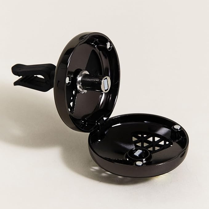 MAISON BERGER - Adjustable Refillable Car Air Freshener Vent Clip Diffuser Set - 1.75" Diameter x 1.25" Depth - Made in France (On/Off Smart - Black)