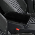 Sheepskin Armrest Cover Auto Center Armrest Cover Car Soft Console Pad, Fluffy Wool Auto Center Console Cover for Most Car Arm Rest Decoration Protector 7 x 13 Inch (Shearling, Black)