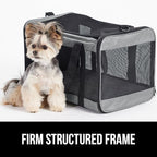 GORILLA GRIP Cat Carrier Travel Bag Up to 15 Lbs, Soft Collapsible Small Dog Carriers, Top and Side Entry Breathable Mesh, Grip Feet on Underside, Cozy Washable Waterproof Pad, Portable Kennel, Gray