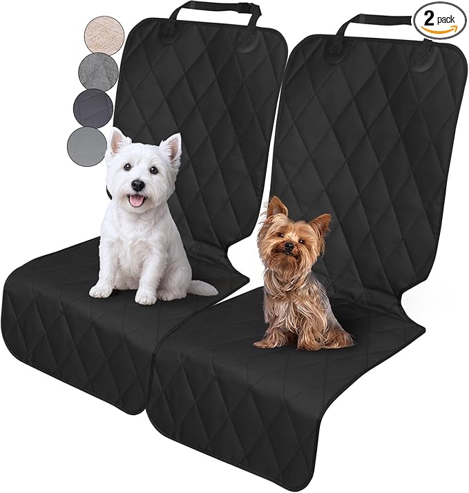 VIVAGLORY Dog Front Seat Cover Seatflex Car Seat Protector for Dog, Car Cover for Pet, Front Single Bucket Captain Chair Protector, Standard, Black, 2Pack