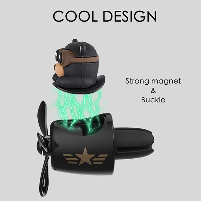 Car Air Fresheners Pilot Bear Cute Car Diffuser Rotating Propeller Cartoon Automotive Air Outlet Car Perfume Decoration (Pilot Bear)