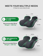 Medisana Extra Large Seat Cushion, Seat Cushions for Office Chairs, Car Seat, Wheelchair - Sciatica & Tailbone & Coccyx Pain Relief Pillow for Driver Sedentary People（Size:19.6 * 16.6 * 3.7 in-Black）