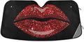 Woman Red Lips Glitter Car Windshield Sun Shade Foldable UV Ray Sun Visor Protector Sunshade to Keep Your Vehicle Cool (55" x 27.6")