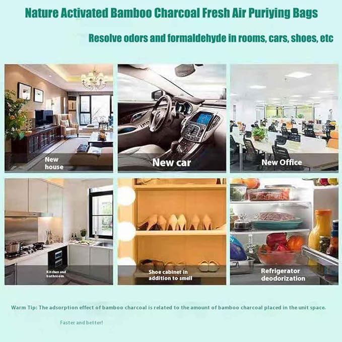 50Pack Natural Activated Charcoal Odor Eliminator Air Purifying Bag for Home or Shoe Odor Absorber; Car Air Freshener;5g/Pack Deodorizer and Moisture Absorbers for Home,Car,Closet,Shoe,Pets
