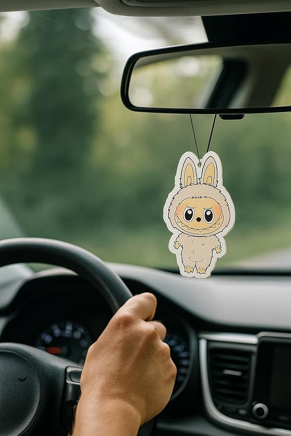 PumpCar car air freshener 2-piece double-sided The Monsters hanging cherry-scented for rearview mirror Car Interior Accessories Household Gifts (Soy Milk, Cherry)