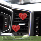 2PCS Bling Heart Air Vent Clips, Heart Car Accessories, Bling Heart Charm Air Conditioning Outlet Clip, Car Interior Decor Air Fresheners Vent Clips Universal Fit for Women and Girls (Red)
